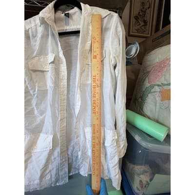 Lauren Ralph Lauren White Utility Button Down Shirt Sheer Safari Jacket Small - Thumbnail 3