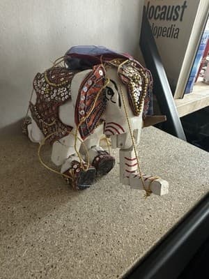 Handmade Decorative Elephant Figurine Beaded Indian Style Ornament - Thumbnail 7