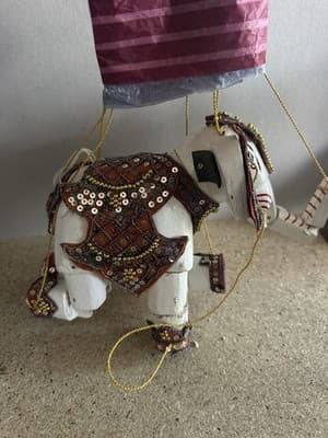 Handmade Decorative Elephant Figurine Beaded Indian Style Ornament - Thumbnail 8
