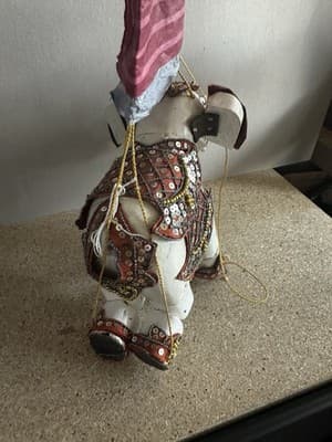 Handmade Decorative Elephant Figurine Beaded Indian Style Ornament - Thumbnail 9