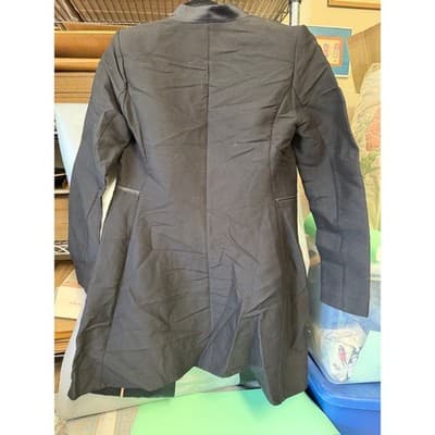 BCBGMAXAZRIA Black Longline Zipper Waist Blazer Jacket 2TX2J19E-BLK XS - Thumbnail 10