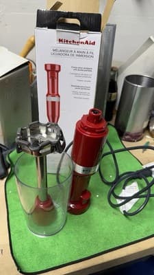 KitchenAid Immersion Hand Blender Red Variable Speed w/ Cup & Box
