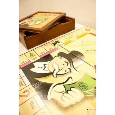 Monopoly Parker Brothers Wood Box Edition Board Game Wooden Houses Metal Tokens - Thumbnail 5