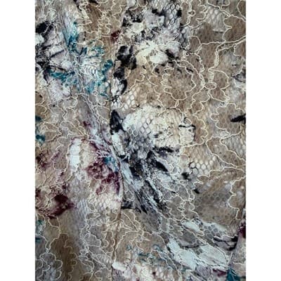 BCBGMAXAZRIA Floral Lace Pencil Skirt Champagne Teal Burgundy Size 2 - Thumbnail 2