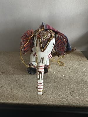 Handmade Decorative Elephant Figurine Beaded Indian Style Ornament - Thumbnail 5