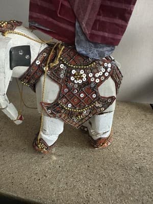Handmade Decorative Elephant Figurine Beaded Indian Style Ornament - Thumbnail 4