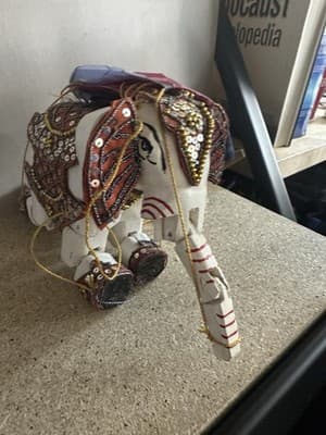 Handmade Decorative Elephant Figurine Beaded Indian Style Ornament - Thumbnail 6