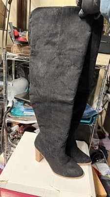 Kareena Wide Black Knee High Boots Women Size 8W Wide Heel Zip - Thumbnail 2
