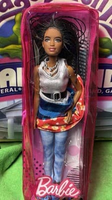 Barbie Fashion Doll Brunette Braided Hair Outfit Mattel New In Case - Thumbnail 3
