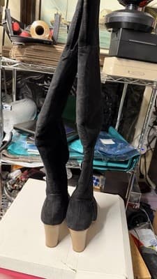 Kareena Wide Black Knee High Boots Women Size 8W Wide Heel Zip - Thumbnail 3