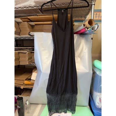 BCBGMAXAZRIA Black Lace Hem Racerback Slip Mini Dress XS - Thumbnail 2