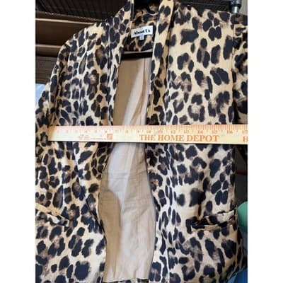 About Us Leopard Print Open Front Blazer Jacket Tan Black XXS - Thumbnail 3