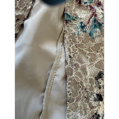 BCBGMAXAZRIA Floral Lace Pencil Skirt Champagne Teal Burgundy Size 2 - Thumbnail 14