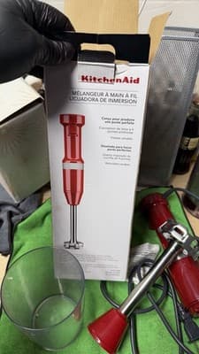 KitchenAid Immersion Hand Blender Red Variable Speed w/ Cup & Box - Thumbnail 12