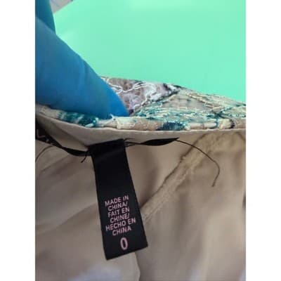 BCBGMAXAZRIA Floral Lace Pencil Skirt Champagne Teal Burgundy Size 2 - Thumbnail 11