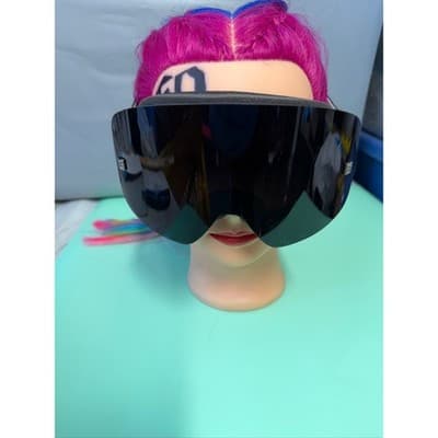 Givenchy GV40042U Black Shield Ski Goggles Silver 4G Logo Branded Strap