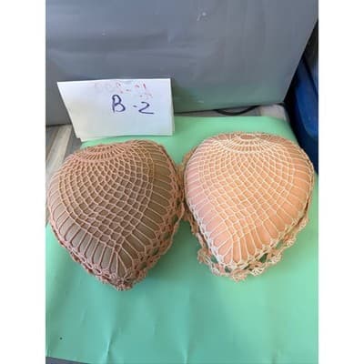 Vintage Handmade Crochet Heart Pillows Peach Rose Shabby Chic Decor Set of 2