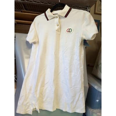 Gucci White Cotton Terry Cloth Polo Shirt Web Stripe Interlocking G Logo Italy