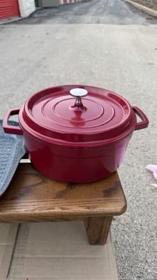 Red Dutch Oven Casserole Pot w Lid + Square Roaster Pan Cookware Set - Thumbnail 10