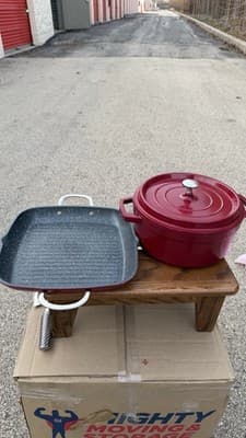 Red Dutch Oven Casserole Pot w Lid + Square Roaster Pan Cookware Set - Thumbnail 12