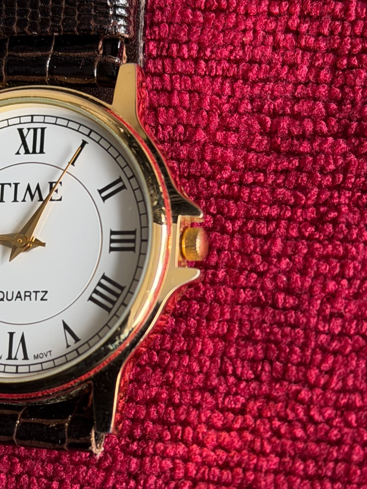 TIME Quartz Analog Watch – Gold Tone, Roman Numerals, Japan Movt - Thumbnail 3