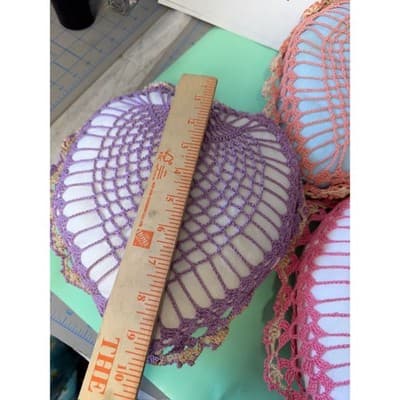 Vintage Heart Crochet Lace Decorative Pillows Set of 3 Pink Purple Peach 8x8 - Thumbnail 7