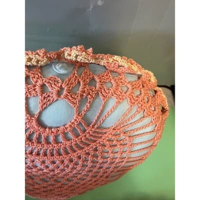 Vintage Heart Crochet Lace Decorative Pillows Set of 3 Pink Purple Peach 8x8 - Thumbnail 6