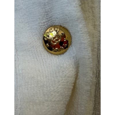 Gucci White Cotton Terry Cloth Polo Shirt Web Stripe Interlocking G Logo Italy - Thumbnail 4