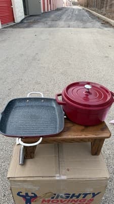 Red Dutch Oven Casserole Pot w Lid + Square Roaster Pan Cookware Set - Thumbnail 11
