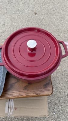 Red Dutch Oven Casserole Pot w Lid + Square Roaster Pan Cookware Set - Thumbnail 7