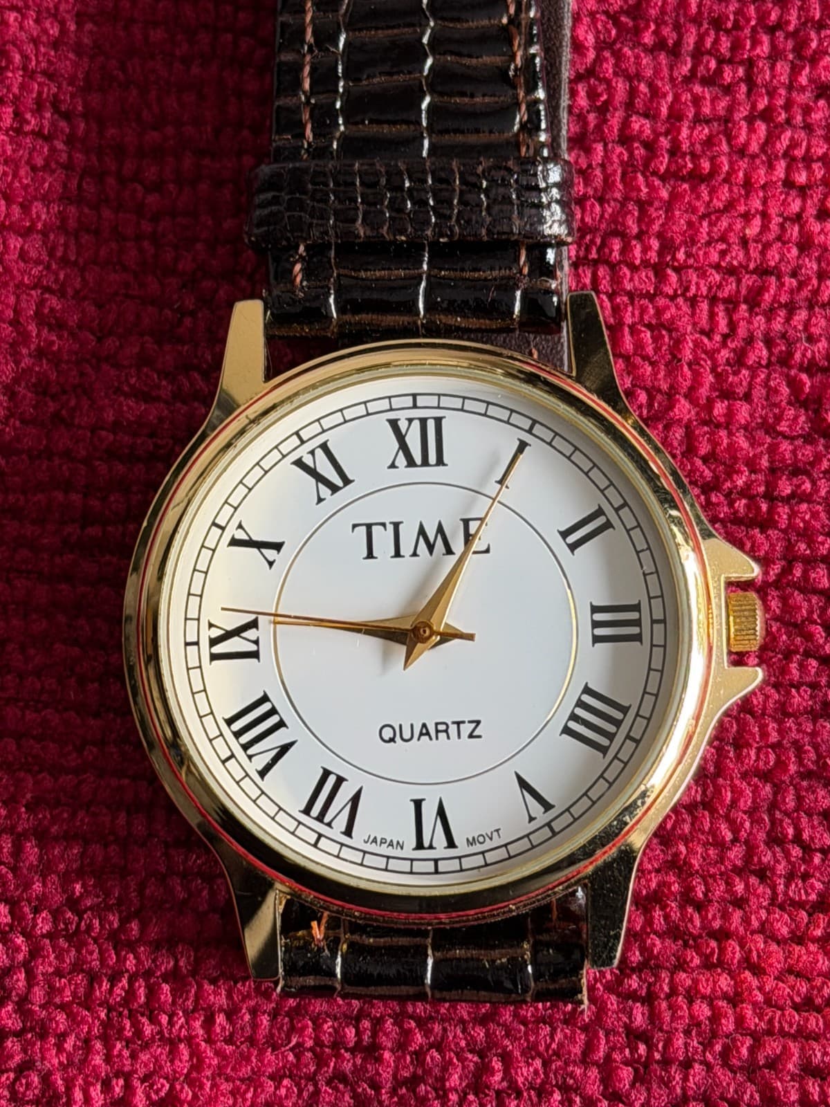 TIME Quartz Analog Watch – Gold Tone, Roman Numerals, Japan Movt - Thumbnail 2