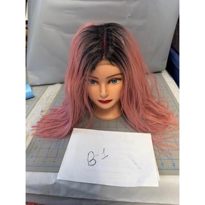 Bellami Rose Pink Ombre Synthetic Lace Front Wig Dark Roots Long Straight B-1 - Thumbnail 2