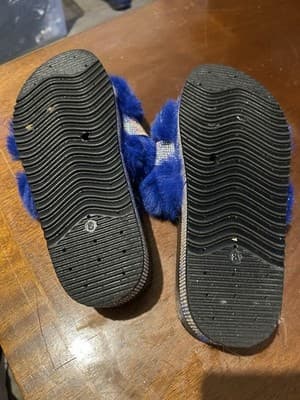 H2K Blue Faux Fur Rhinestone Platform Slides Sandals Women’s Size 8 - Thumbnail 4