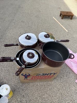 T-fal Armal Cookware Set Pots Pans Lids Burgundy - Thumbnail 5