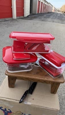 Red Kitchen Chopper Slicer Dicer Container Set Food Prep Storage Lot - Thumbnail 14