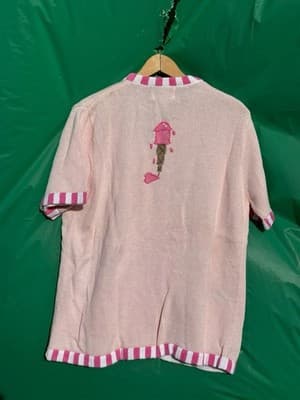 Vintage Whacker Factory Cardigan Sweater Fruit Embroidered Pink Kitsch M - Thumbnail 6