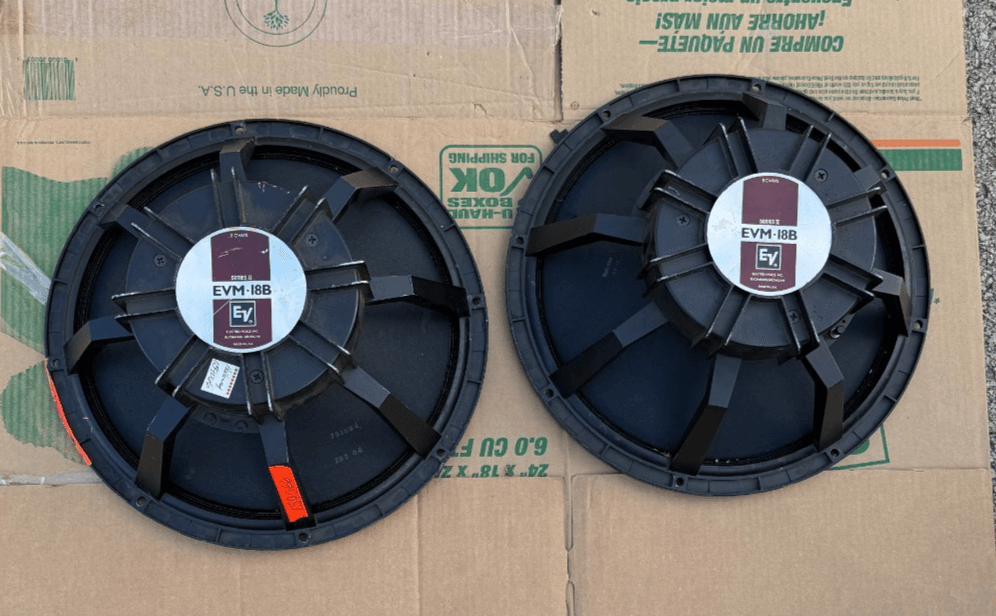 Pair Electro-Voice EVM-18B Series II 18" 8Ω Speakers – Untested