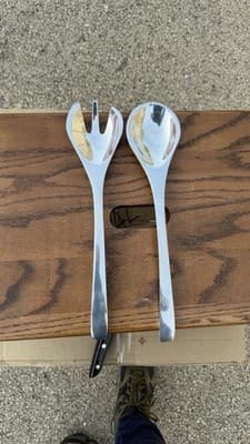 Nambe Salad Serving Set Spoon Fork Stainless Steel 57C Modern Design