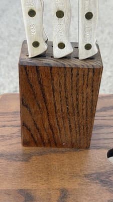 Chicago Cutlery Steak Knife Set 5 Pc w Wood Block Wood Handles Vintage - Thumbnail 5