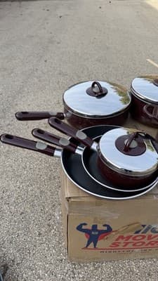 T-fal Armal Cookware Set Pots Pans Lids Burgundy - Thumbnail 4