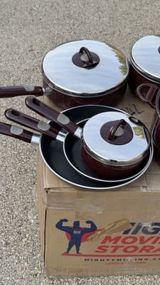 T-fal Armal Cookware Set Pots Pans Lids Burgundy - Thumbnail 3
