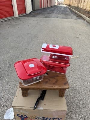 Red Kitchen Chopper Slicer Dicer Container Set Food Prep Storage Lot - Thumbnail 16