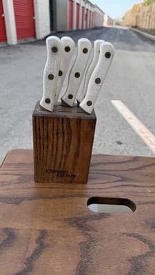 Chicago Cutlery Steak Knife Set 5 Pc w Wood Block Wood Handles Vintage - Thumbnail 2