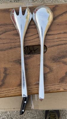 Nambe Salad Serving Set Spoon Fork Stainless Steel 57C Modern Design - Thumbnail 5