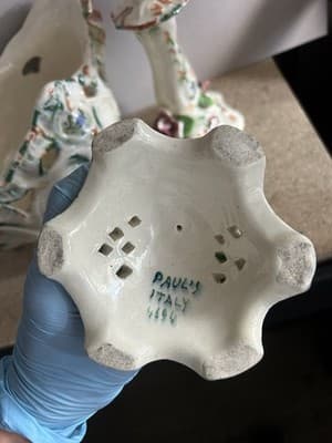 Paul’s Italy Hand Painted Ceramic Set Vase & Candle Holders #4694 - Thumbnail 3