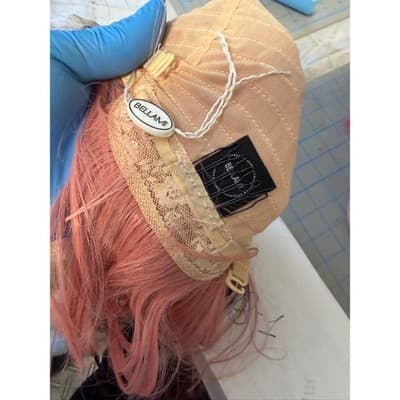 Bellami Rose Pink Ombre Synthetic Lace Front Wig Dark Roots Long Straight B-1 - Thumbnail 3