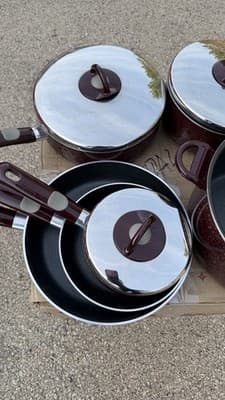 T-fal Armal Cookware Set Pots Pans Lids Burgundy - Thumbnail 6