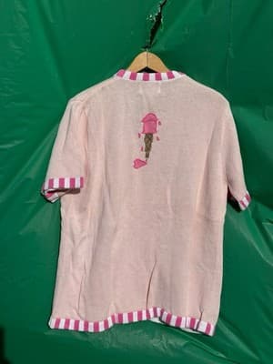 Vintage Whacker Factory Cardigan Sweater Fruit Embroidered Pink Kitsch M - Thumbnail 5