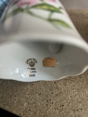 1985 Lefton China Japan Bell & Leaf Dish Pink Dogwood Flower Porcelain Set - Thumbnail 2