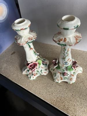 Paul’s Italy Hand Painted Ceramic Set Vase & Candle Holders #4694 - Thumbnail 2
